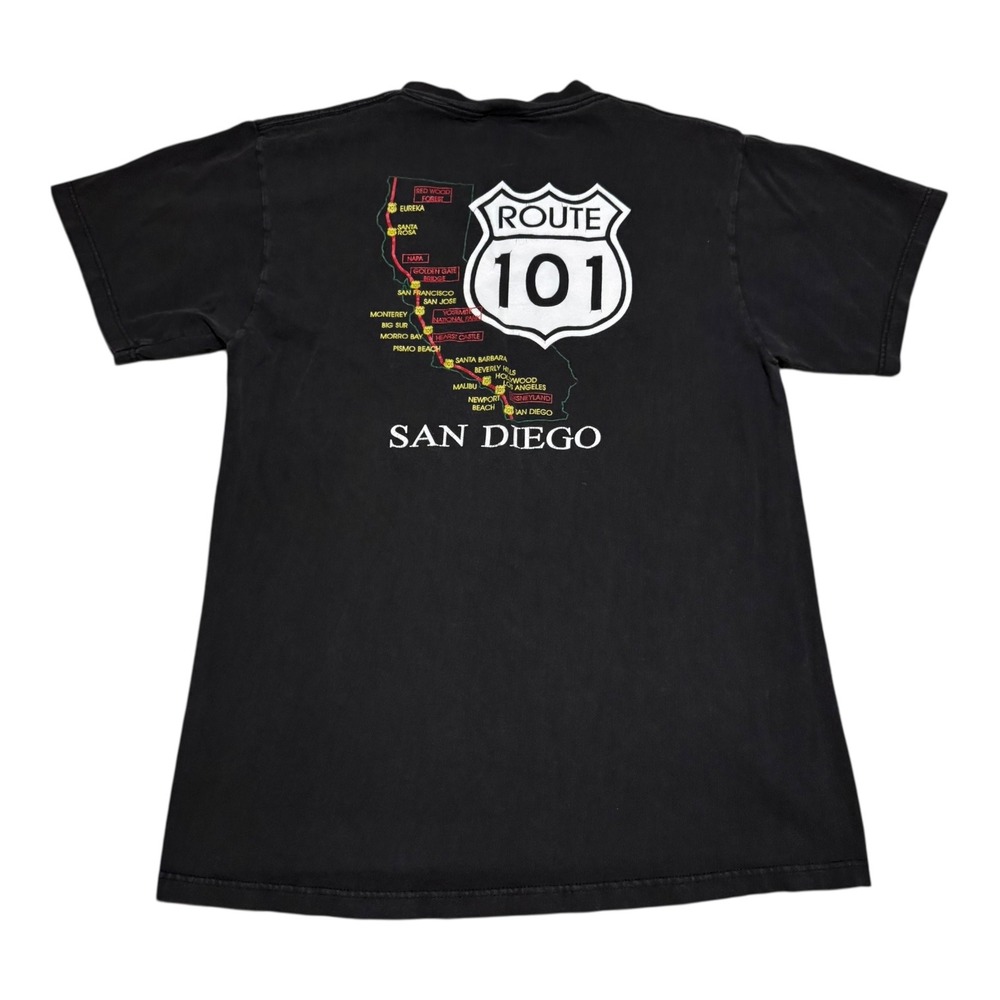Vintage Tultex Route 101 Sand Diego California‎ Black Shirt Men's Medium